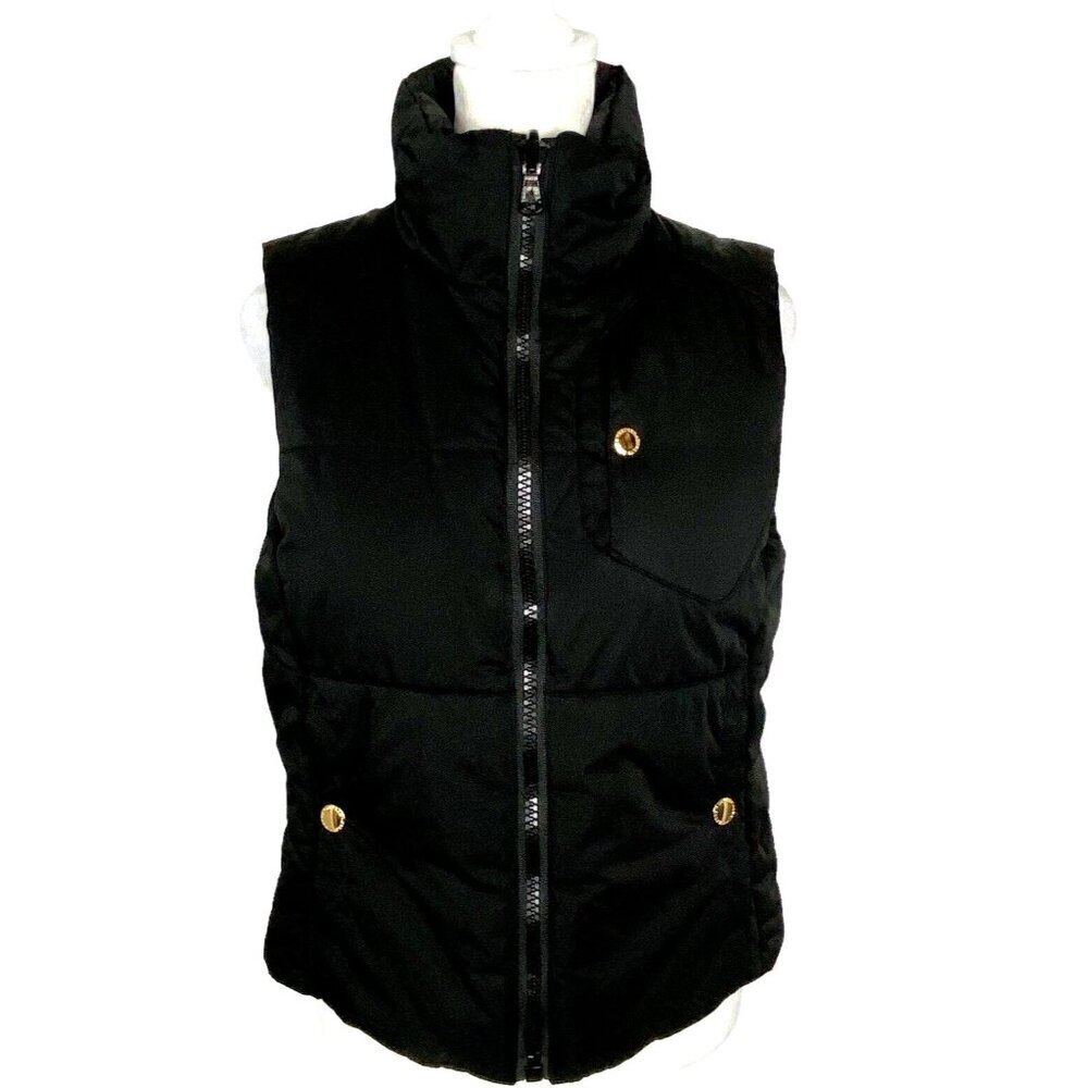 LAUREN RALPH LAUREN Women Reversible Quilted Puffer Vest Size P/M Black Outdoors